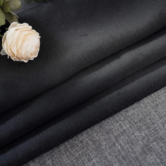 Detalle 2 de EMEMA 2er-Set Sheer Voile-Gardinen mit Ösen, transparent, 140 x 225 cm (B x H), Schwarz