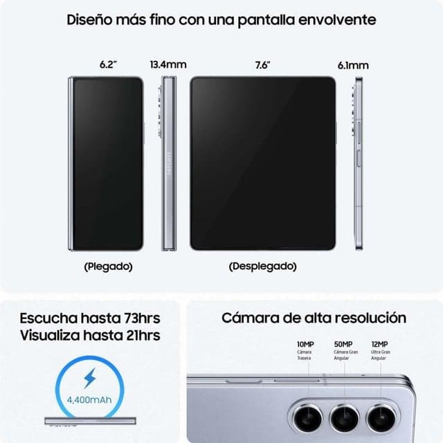 Detalle 2 de Samsung Galaxy Z Fold5 5G (512GB, 12GB, 7,6") Azul Glaciar resistente al agua