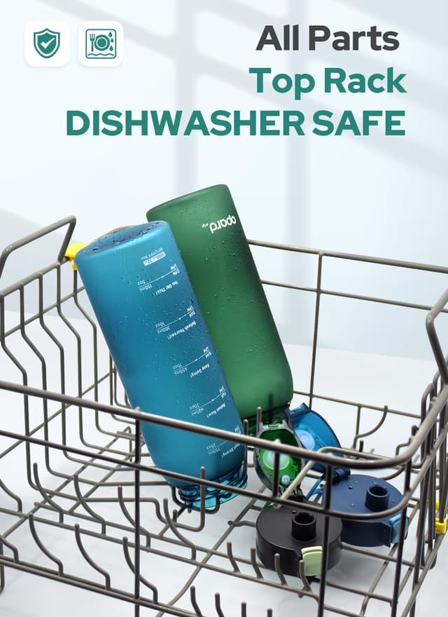 Detalle de Opard 1000ml Zip Bottle (Tritan) with Leakproof Flip-Top Lid – Dishwasher Safe, BPA-Free