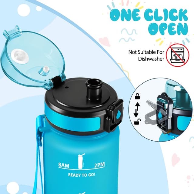 Detalle de Mulbijeo Borraccia Palestra 500 ml con scritte motivazionali, a prova di perdite e borraccia bambini