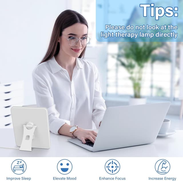 Thumbnail 1 de SAD Lamp, 15000 Lux Light Therapy Lamp, UV-Free Natural Sunlight Lamp with 3 Color Temperature 6 Timer & 5-Level Dimming, Touch Control SAD Light with Memory Function for Home Office
SAD Lamp, 15000 Lux Light Therapy Lamp, UV-Free N…