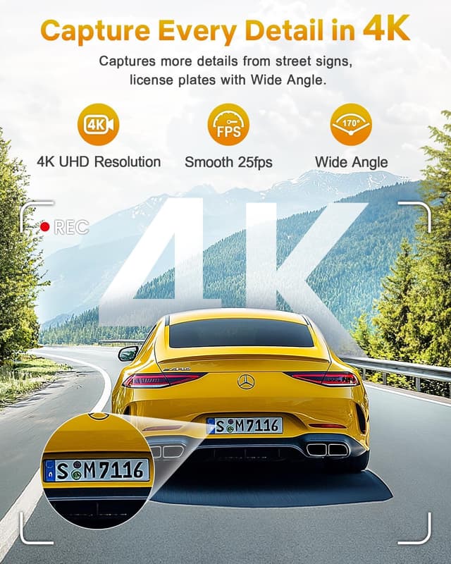 Detalle 2 de GKU 4K Dash Cam 2160P with 170° lens