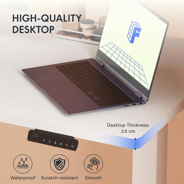 Detalle de FLEXISPOT Bureau assis-debout électrique à 2 moteurs, 140×80 cm, charge 100 kg (panneau mémoires)