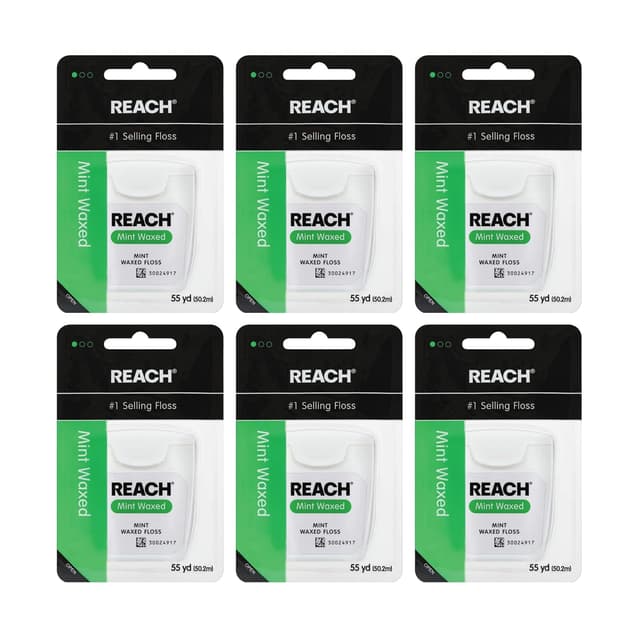 Detalle de Reach Mint Waxed Dental Floss (55 Yards) — shred-resistant micro-filament floss