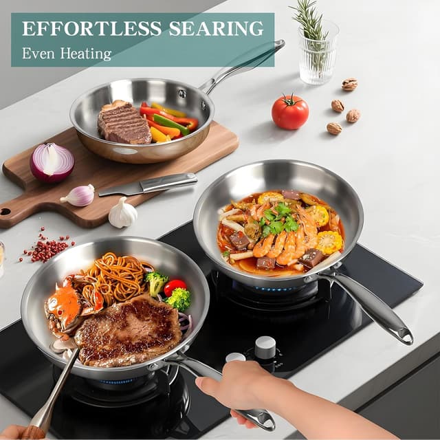 Detalle 2 de EWFEN 11-Piece 3-Ply Stainless Steel Cookware Set