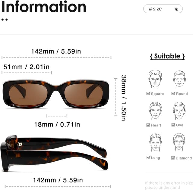 Detalle de Kimorn Women’s Retro Driving Sunglasses with UV400 Protection (Narrow Square Frame)