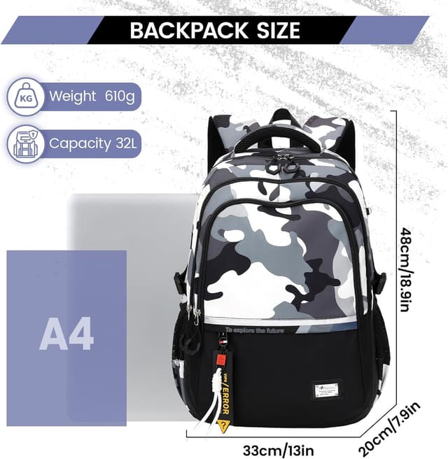 Detalle de Amythe Zaino scuola media e superiore per ragazzi, 16 pollici, nero