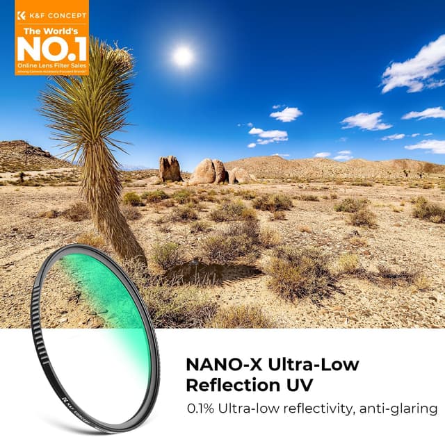Detalle 2 de K&F CONCEPT Nano-X 82mm UV Ultra Low Reflection Lens Filter (28-layer, slim frame)