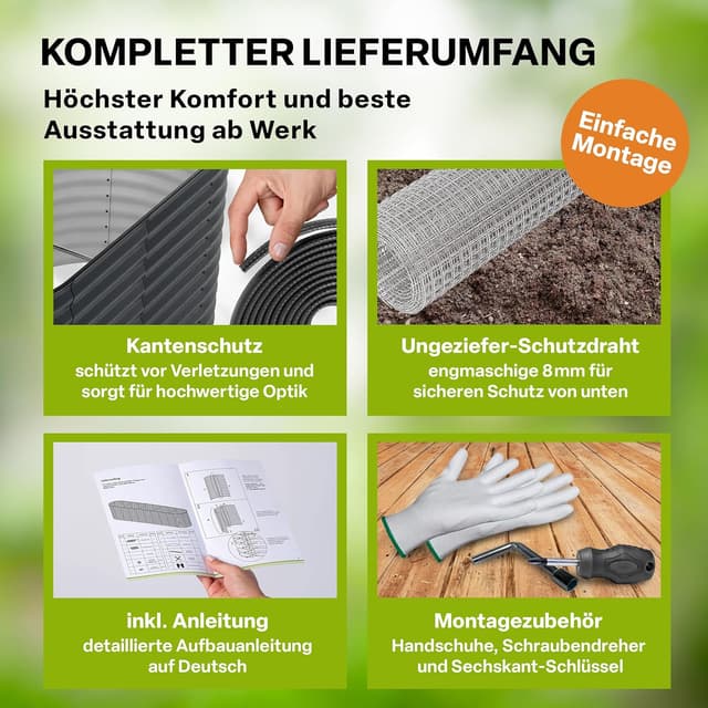 Detalle 2 de TTL GARDEN Elegance XXL Metall-Hochbeet 400x80x80 cm, anthrazit (Edelstahl verzinkt & grau lackiert)