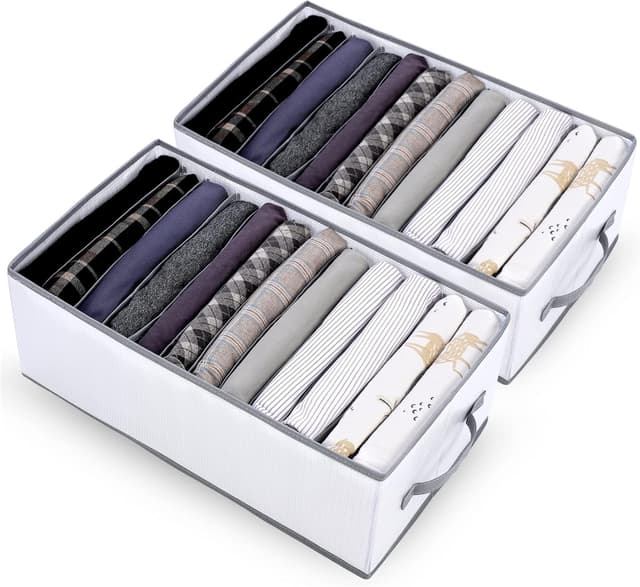 Detalle de sprecenk Ordnungssystem Organizer Kleiderschrank – 2 Pack Faltboxen mit 12 Gittern, hellgrau