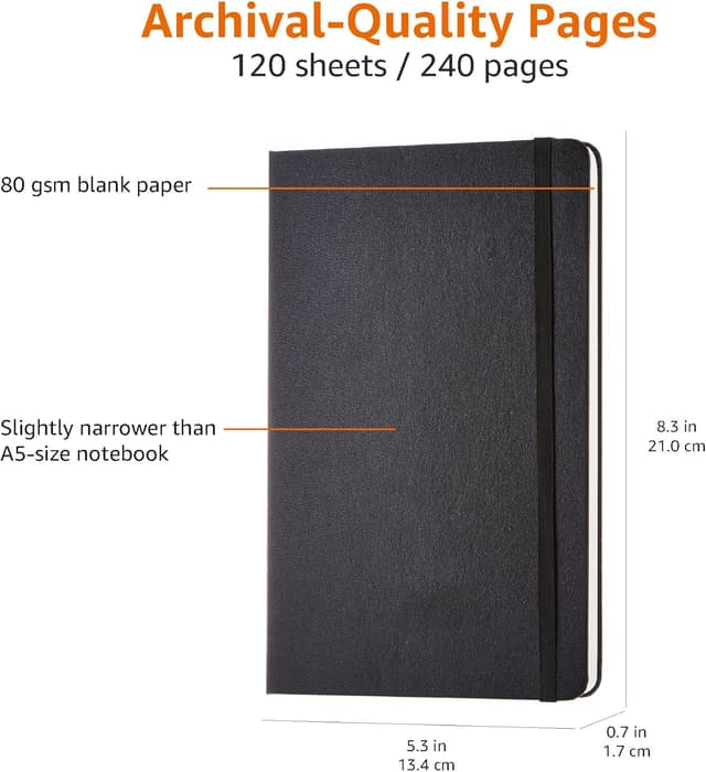 Thumbnail 5 de Amazon Basics Classic Notebook A5 plain, black 📒