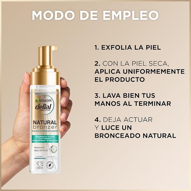 Thumbnail 5 de GARNIER DELIAL Mousse Autobronceadora Natural 🌴 Pieles Sensibles 200 ml