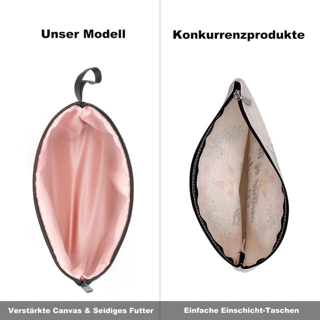 Detalle de Vavabox trousse de toilette personnalisée A à Z (D, Noir) en tissu premium et fermeture éclair robuste