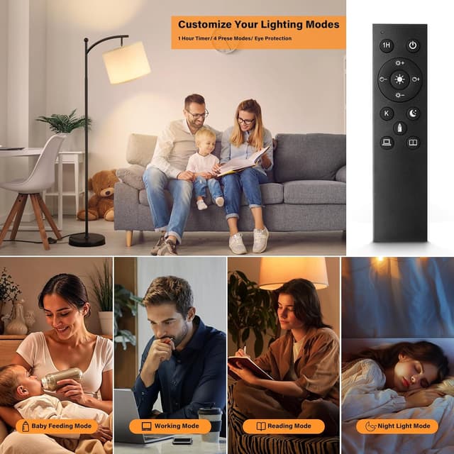 Detalle 2 de Aooshine 60" arc floor lamp with remote