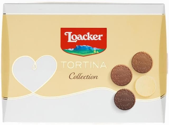 Detalle de Loacker Tortina Lover Collection: selezione di 16 tortine assortite con crema alla nocciola e wafer in confezione regalo (216 g)
