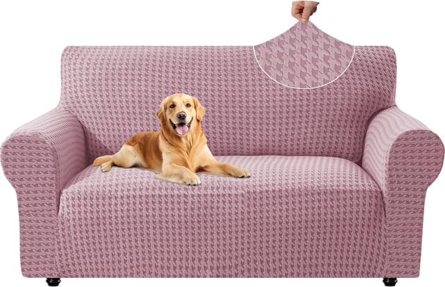 Detalle de YSTELLAA Copridivano 2 posti con braccioli rosa, elasticizzato universale antiscivolo e lavabile