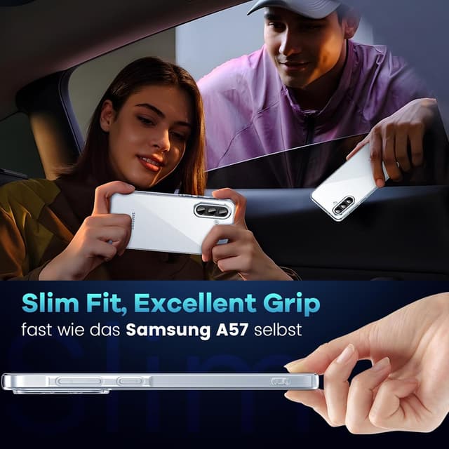 Detalle de Caslord Coque pour Samsung Galaxy A57 5G transparent avec 2 verres trempés (TPU anti-jaune)