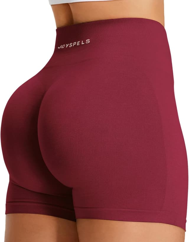 Detalle de JOYSPELS Damen Scrunch Sport Shorts mit High Waist und Seamless 360° Stretch – kurze Radlerhose fürs Gym & Joggen