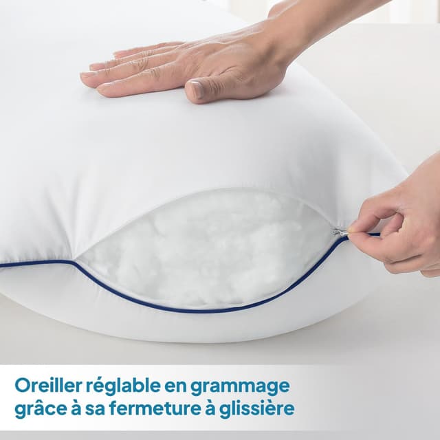 Detalle de BedStory Oreillers 50x70 cm (lot de 2) hypoallergéniques, réglables et lavables