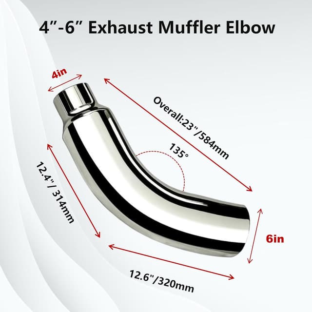 Detalle de 4" to 6" Clamp-On Exhaust Elbow Tip (Chrome/Black) Diesel Exhaust Tip — No Welding Required, Fits 4" OD Pipes