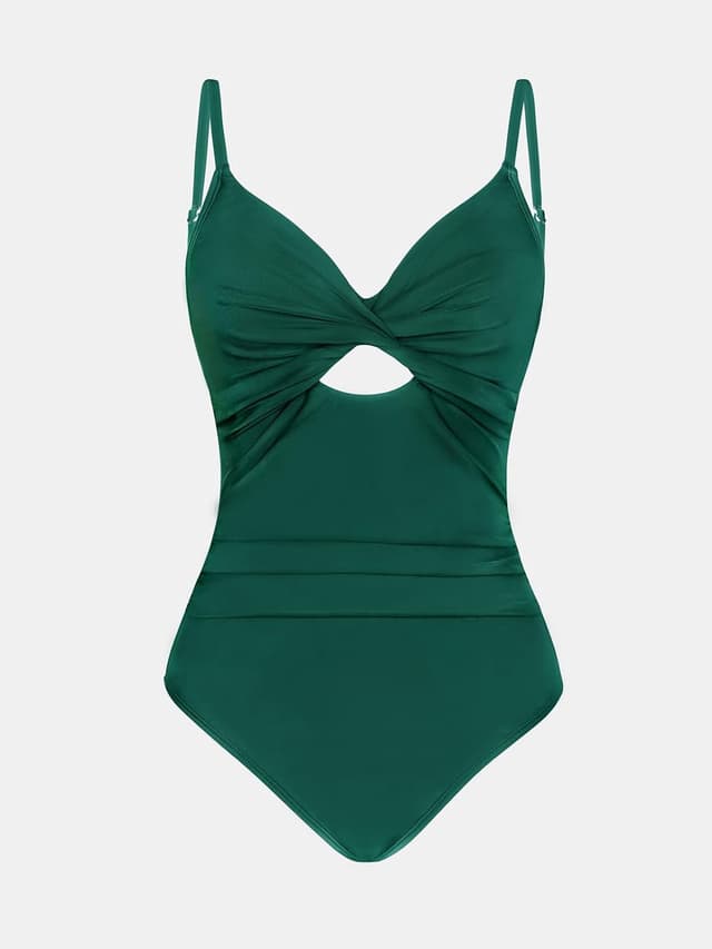 Detalle de CUPSHE Maillot de bain une pièce femme à bretelles réglables, froncé et ajouré devant