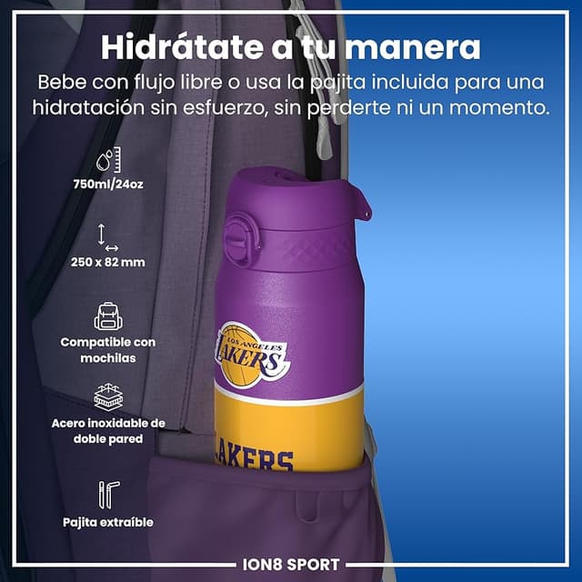 Detalle 2 de ion8 NBA Los Angeles Lakers Botella térmica 750 ml 🥤