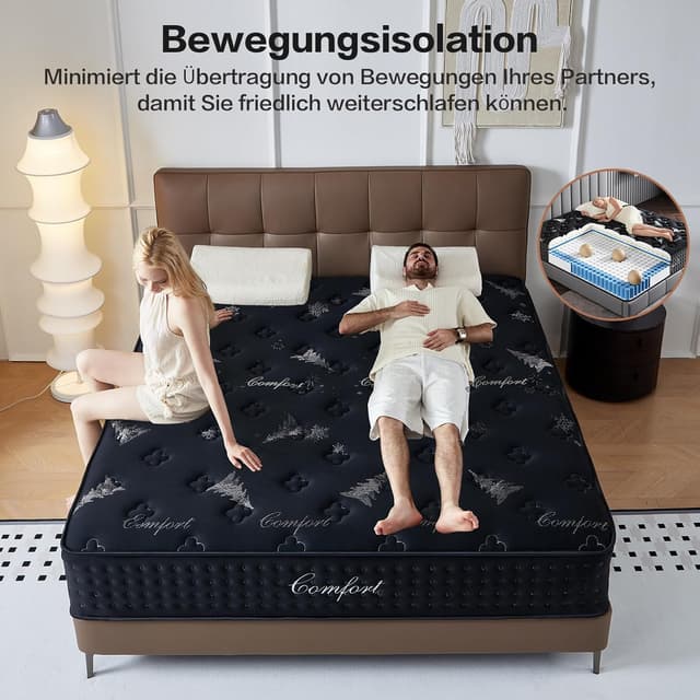 Detalle de Niqooia Federkernmatratze 90x200 cm, Höhe 25 cm, Härtegrad H4 (7 Zonen)