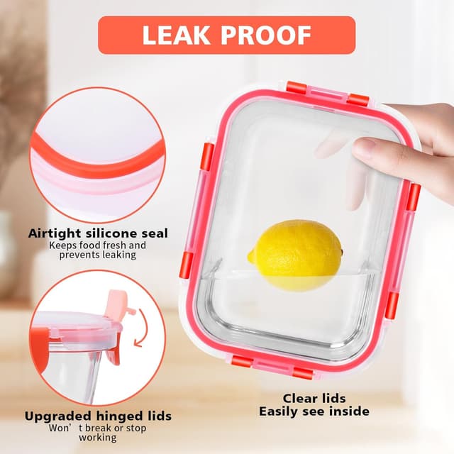 Thumbnail 2 de MEETOZ 10 Pack Glass Meal Prep Containers