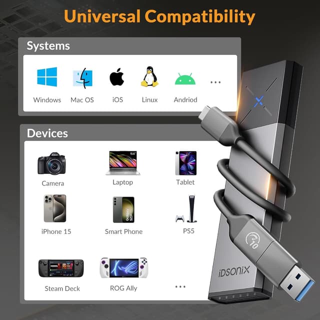 Thumbnail 5 de iDSOniX Carcasa SSD M.2 USB 3.2 Gen2 🖥️ Sin Herramientas