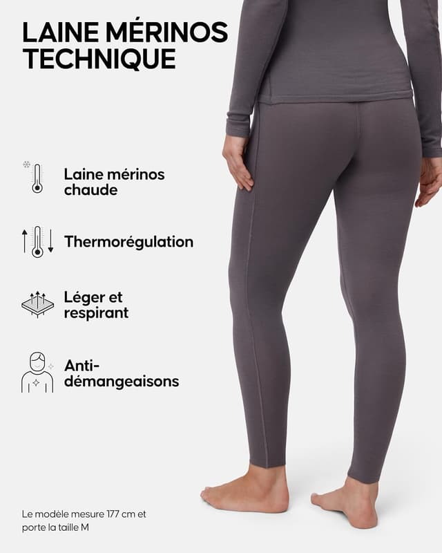 Thumbnail 2 de DANISH ENDURANCE Leggings thermiques laine mérinos