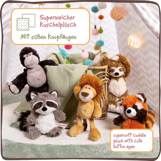 Detalle de NICI 48390 Kuscheltier Löwe (25 cm) – beiger Plüschlöwe zum Spielen, Sammeln & Kuscheln