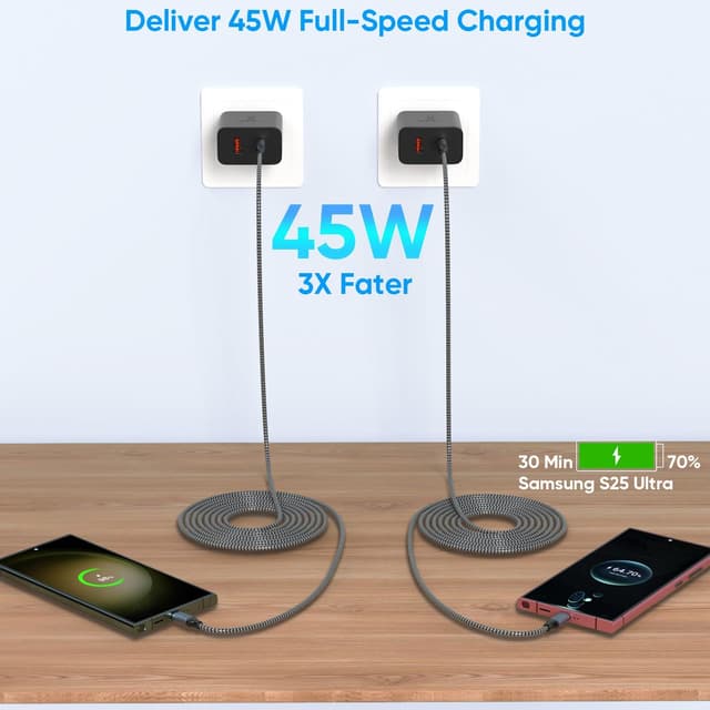 Detalle 2 de Extra Long 10FT 45W Samsung USB-C Charger