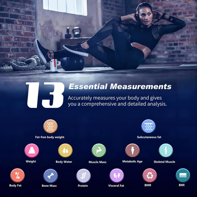 Detalle de Digitale Körperfettwaage Personenwaage mit App und Bioimpedanz (bis 180 kg) – 28×28 cm