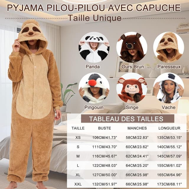 Detalle 2 de Luojida combinaison pyjama pilou pilou kigurumi adulte (avec poches)