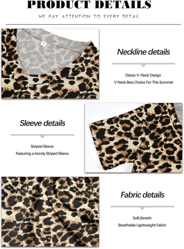 Detalle 2 de MOLERANI t-Shirt femme manches courtes col en V rayé à porter ample (S à 2XL)