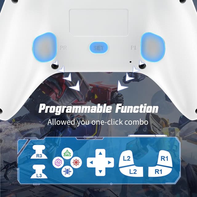 Detalle de GGiking RGB Wired Controller for PS5, PS4 & PC with Turbo & Macro, Dual Motor Rumble, 3.5mm Audio