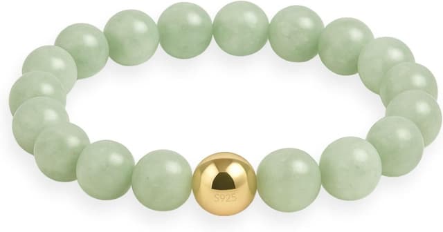 Detalle de GD GOOD.designs EST. 2015 Anneau antistress en pierres naturelles (bague élastique femme S925 dorée) – Taille 54-60