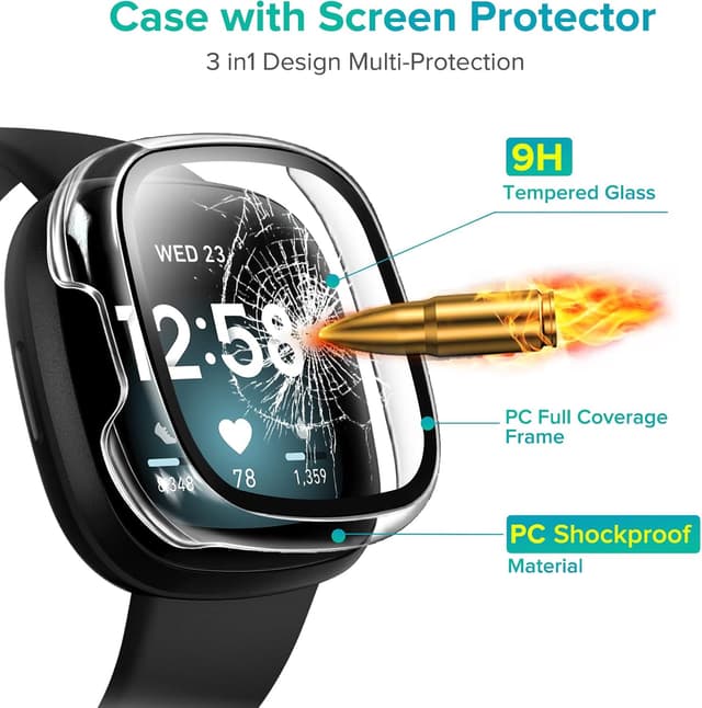 Detalle 2 de ivoler Fitbit Versa 3/Sense screen protectors 4-pack