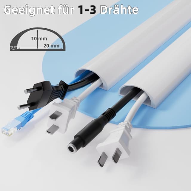 Detalle de Weißer selbstklebender Kabelkanal aus Silikon – flexible Kabelabdeckung, 3 m Länge (27 × 15 mm, für 2–3 Kabel)