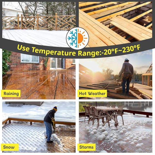 Detalle de Hanotic Joist Tape for Decking (2 in x 50 ft) — 6 Rolls Butyl Deck Tape for Waterproof Sealing