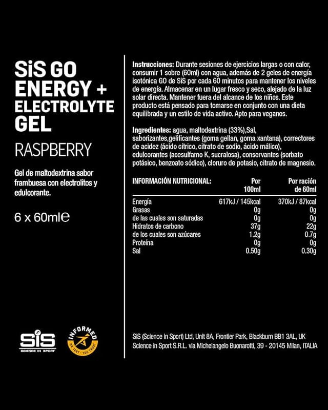 Thumbnail 4 de Science in Sport GO Energy Gel 6x60 ml Frambuesa 🎽