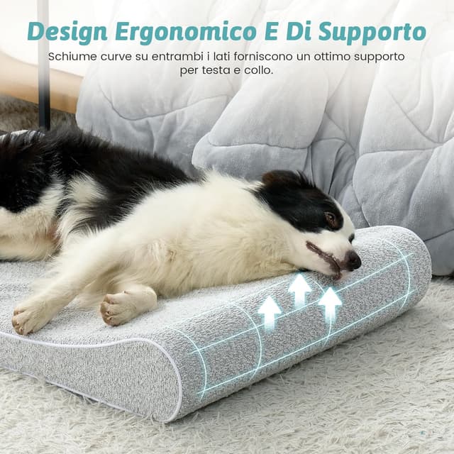 Detalle 2 de COZY KISS Cuccia per cani lavabile 114x76x15 cm con bordo rialzato e materasso ortopedico impermeabile antiscivolo grigio