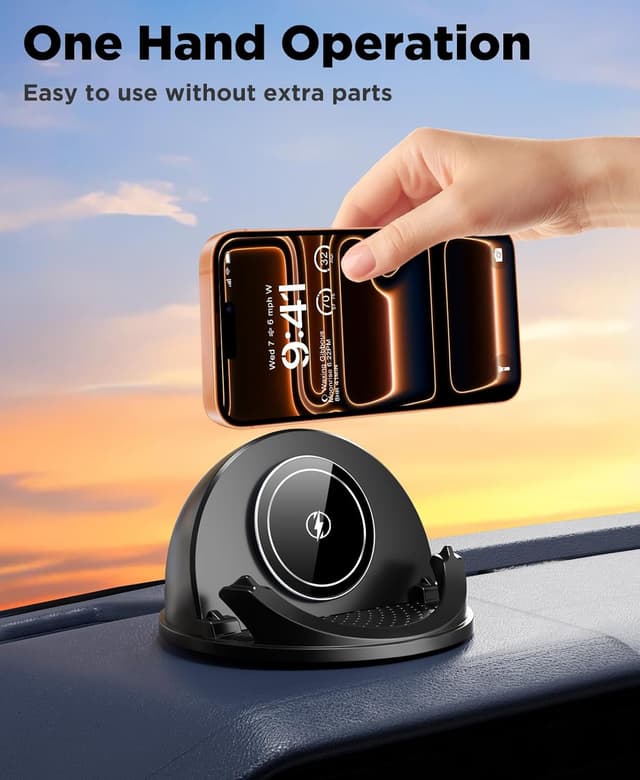 Detalle de Beeasy Wireless Car Charger Dashboard 15W (with Cooling Fan) Qi phone holder