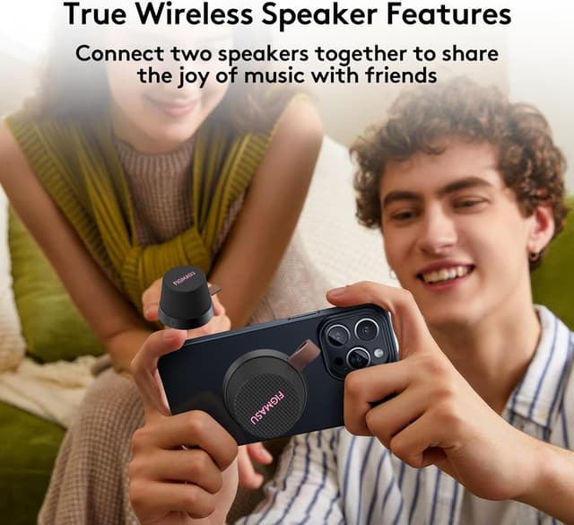 Detalle de FIGMASU Magnetic Bluetooth Speaker Mini Portable – waterproof pocket speaker with magnetic phone/tablet stand