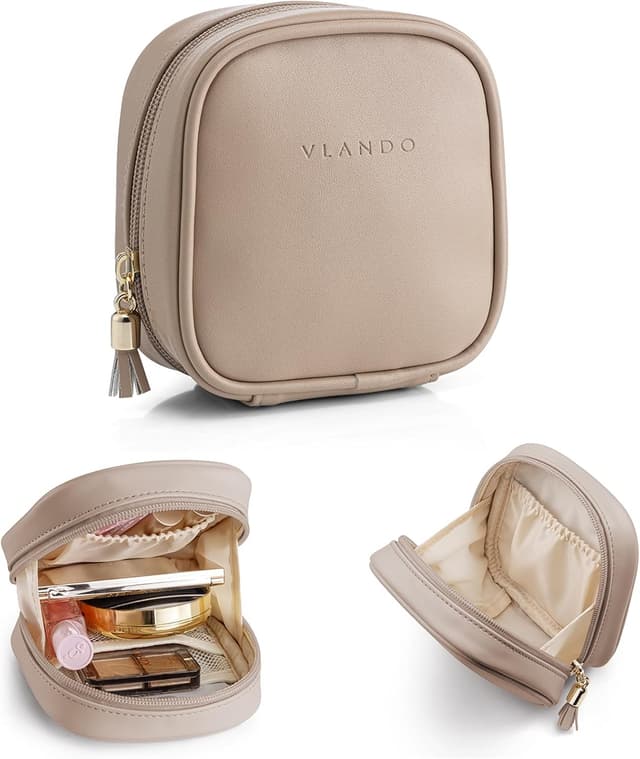 Detalle de VLANDO Kosmetiktasche klein – Make-up Bag mit Einsteckfächern, Reißverschluss & wasserabweisendem Material
