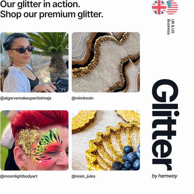 Thumbnail 4 de Hemway Ultra Sparkle Glitter Gold Holographic 100g