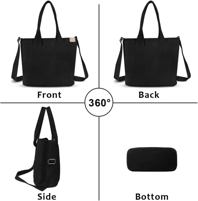 Thumbnail 6 de Aucuu Sac fourre-tout en toile pour femme avec bandoulière réglable et fermeture éclair