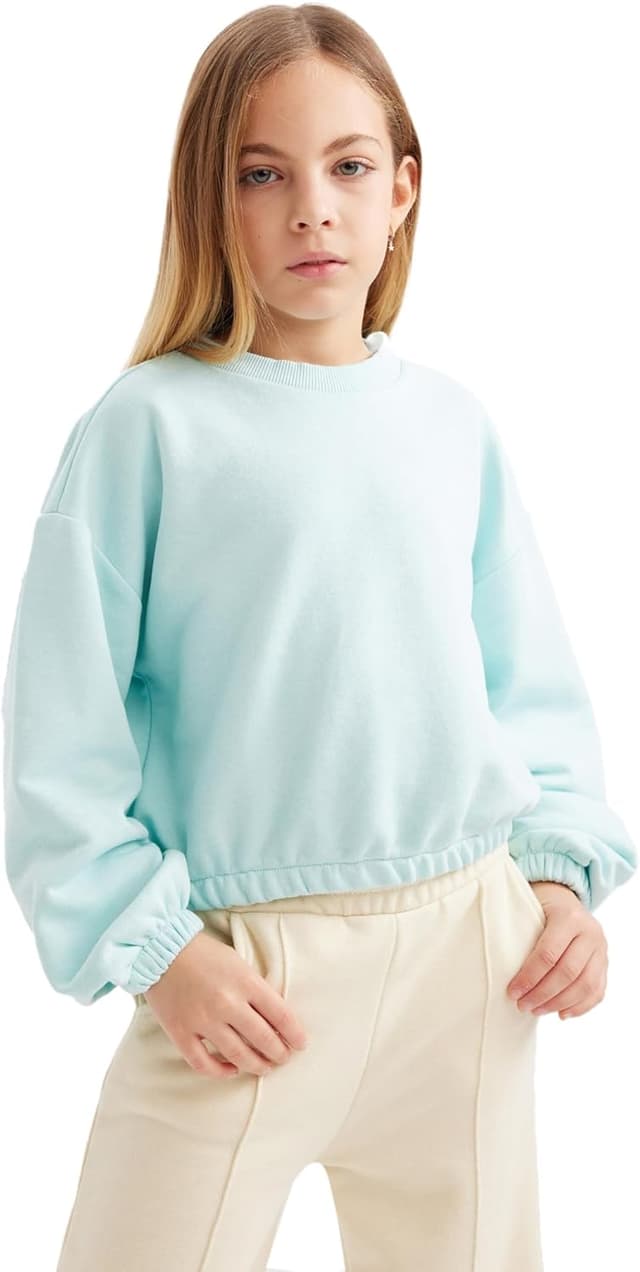 Detalle de DeFacto Mädchen B7788a8 Sweatshirt – warmer Fleece-Pullover für kalte Tage