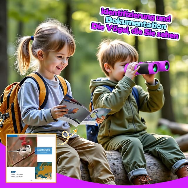 Detalle de Anginne Kinder-Fernglas 8x21 mit Vergrößerung – stoßfestes Kompaktfernglas für Jungen & Mädchen (ab ca. 4 bis 12 Jahre)