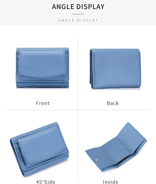 Detalle 2 de ZhaoCo kleine Geldbörse Damen mit Münzfach aus echtem Leder (Khaki) – RFID-Schutz & Mini-Portemonnaie